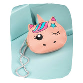 Pink Unicorn Coin Purse for Girls by Arendelle Kids, mini crossbody wallet with cute unicorn face, ideal for ages 3 to 7.