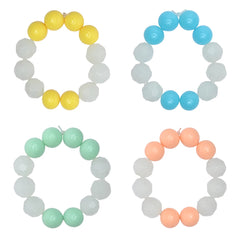 Set of 4 colorful beaded bracelets in yellow, blue, green, and orange from the Beaded Bracelets Set - Colorful Jewelry for Kids collection.