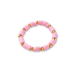 Single pink and gold clay bead bracelet from the Bubblegum Bliss set, part of a trendy stackable jewelry collection for girls.