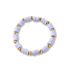 Single lavender and gold clay bead bracelet from the Aesthetic Stackable Set, ideal for trendy and comfortable everyday wear.