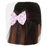 Pink Flowers Satin Bow | Bow Hairpin clip | Anti-Hair Breakage Hairclips
