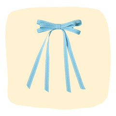 Handmade blue hair bow with stitched detailing, perfect for women’s hair accessories. Lightweight and secure for everyday wear or gifting.