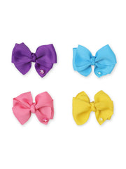 Combo of 4 Double Pinwheel Hair Bow with Alligator Pin In Blue, Yellow, Pink and Purple
