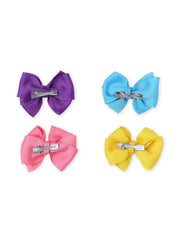 Combo of 4 Double Pinwheel Hair Bow with Alligator Pin In Blue, Yellow, Pink and Purple