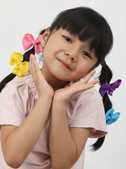 Combo of 4 Double Pinwheel Hair Bow with Alligator Pin In Blue, Yellow, Pink and Purple