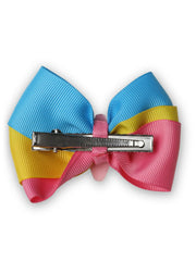 3 Layered Pompom Hair Bow with Flower Charm