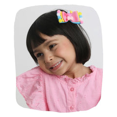 3 Layered Pompom Hair Bow with Flower Charm