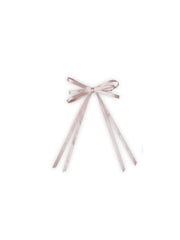 Full view of blush pink Handmade Satin Silk Hair Bow with flowing ribbons. Ideal for stylish and secure women's hair accessories.