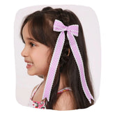 Grosgrain Ribbon Polka Dots Printed Long Tail Hair Bow