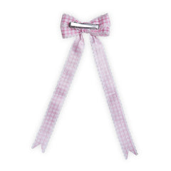 Checks Ribbon Long Tail Hair Bow