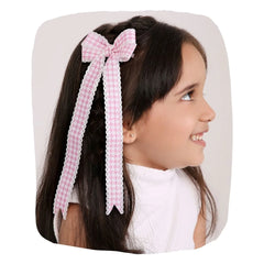 Checks Ribbon Long Tail Hair Bow