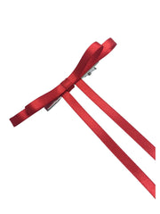 Close-up of red Christmas hair bow for girls by Arendelle, featuring satin ribbon and durable alligator clip.