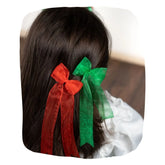 Christmas Special Combo of Red and Green Organza Hair Bows