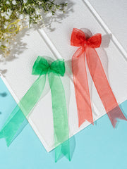 Christmas Special Combo of Red and Green Organza Hair Bows