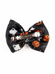 Back view of Halloween Collection Hair Bow showing sturdy metal clip. Ideal for secure and stylish Halloween hairdos for girls.