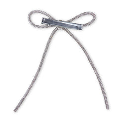 Back view of Silver Rhinestone Hair Bow with secure clip, designed for strong hold and comfort in all-day hairstyles.