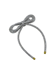 Long Tail Double Layered Rhinestone Cord Hair Bow For Girls