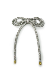 Long Tail Double Layered Rhinestone Cord Hair Bow For Girls