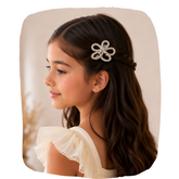 Flower Shaped Rhinestone Bow Knot Hair Clip For Girls
