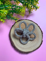 Flower Shaped Rhinestone Bow Knot Hair Clip For Girls