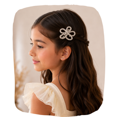 Flower Shaped Rhinestone Bow Knot Hair Clip For Girls