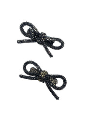 Black Rhinestone Bow Hair Clip Pack of 2 for Girls and Women | Crystal Barrette Party Wear Hair Accessory