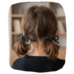 Black Rhinestone Bow Hair Clip Pack of 2 for Girls and Women | Crystal Barrette Party Wear Hair Accessory
