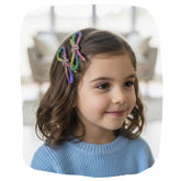 Rainbow Rhinestone Bow Hair Clip Pack of 2 for Girls and Women | Multicolor Crystal Barrette