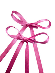 Satin Ribbon Bow Hair Clips for Girls – Pack of 2 Long Tail Bow Barrette Hair Accessories for Kids & Women