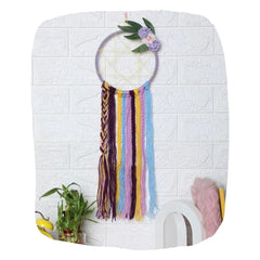 Dreamcatcher Hair Accessories Organizer with purple, yellow, and blue yarn strands, ideal for girls' room decor and gifting.
