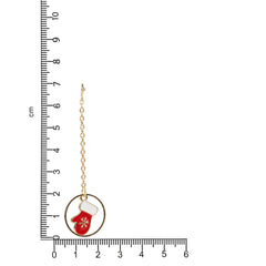 Christmas Red Gloves & Snowflake Drop Earrings displayed with ruler for size reference, ideal holiday accessory for girls and women.