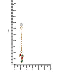 Christmas Special Candy Cane Drop Earrings | Arendelle shown with ruler scale, highlighting lightweight and festive design for holiday wear.