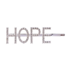 Close-up of Arendelle's silver glitter HOPE hairpin, a durable and fashionable hair accessory for girls aged 13 and above.