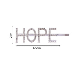 Silver glitter HOPE hairpin with dimensions 6.5cm by 2cm, ideal for adding sparkle to girls' hairstyles in the hair accessories category.