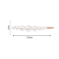 Arendelle's Hair Clip with faux pearls shown with dimensions 7.5cm x 1cm, perfect stylish hair accessory for girls.