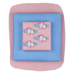 Set of 4 Unicorn Charm Hair Clips for Young Girls