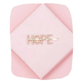 Gold Glitter HOPE Hairpin on pink background, featuring sparkling rhinestones in bold lettering for stylish hair accessory appeal.