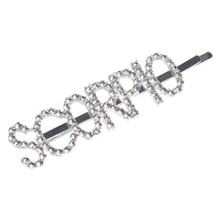 Close-up of Scorpio Zodiac Hairpin featuring clear rhinestones on a silver base, ideal for astrology-themed hair styling.