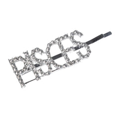 Close-up of Pisces Rhinestone Hairpin with clear crystals on silver base, ideal for zodiac-themed hair styling and secure everyday wear.