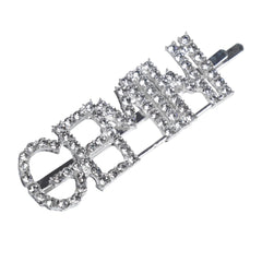 Close-up of Gemini rhinestone hairpin with clear crystals, elegant astrology hair accessory for zodiac lovers and fashion enthusiasts.