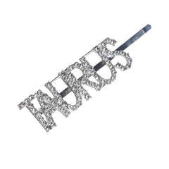 Close-up of Taurus Zodiac Hairpin featuring clear rhinestones on silver-tone metal, perfect for chic astrological hair styling.