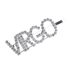 Close-up of Virgo Zodiac Hairpin with clear rhinestones on a silver clip, perfect for zodiac-inspired hair accessory collections.