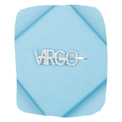 Virgo Zodiac Hairpin - Rhinestone Clip displayed on a blue textured background, ideal for astrology-themed hair accessories.