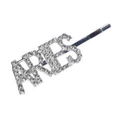 Close-up of ARIES zodiac hairpin in silver with sparkling rhinestones, ideal for adding astrological flair to any hairstyle.