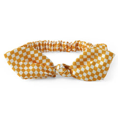 Yellow Checks Rabbit Ear Knot Baby Headband