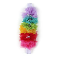 Rainbow Flowers Elastic Baby Headband – Soft & Comfortable