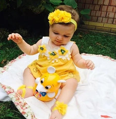 Yellow Floral Headband & Baby Feet Accessories Set