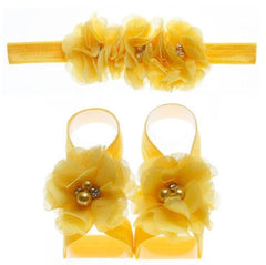 Yellow Floral Headband & Baby Feet Accessories Set
