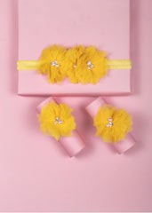 Yellow Floral Headband & Baby Feet Accessories Set