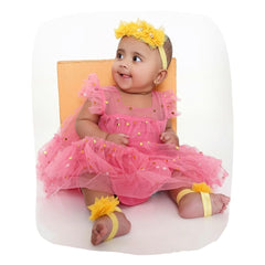 Yellow Floral Headband & Baby Feet Accessories Set